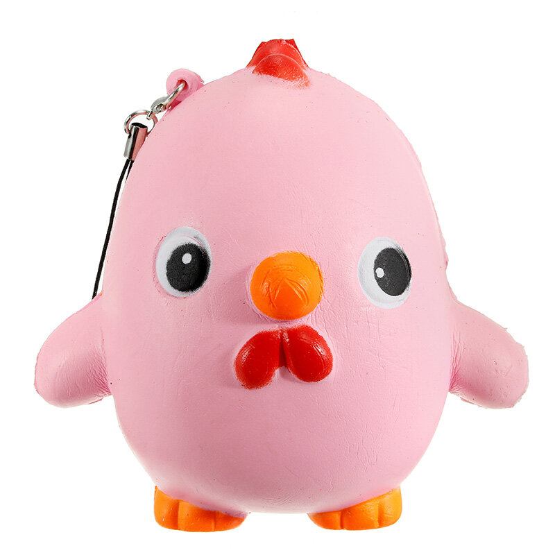 Squishy Pink Chicken Jumbo 10cm Slow Rising Collection Διακόσμηση Δώρου Μαλακό Παιχνίδι Λουράκι Τηλεφωνικής Τσάντας