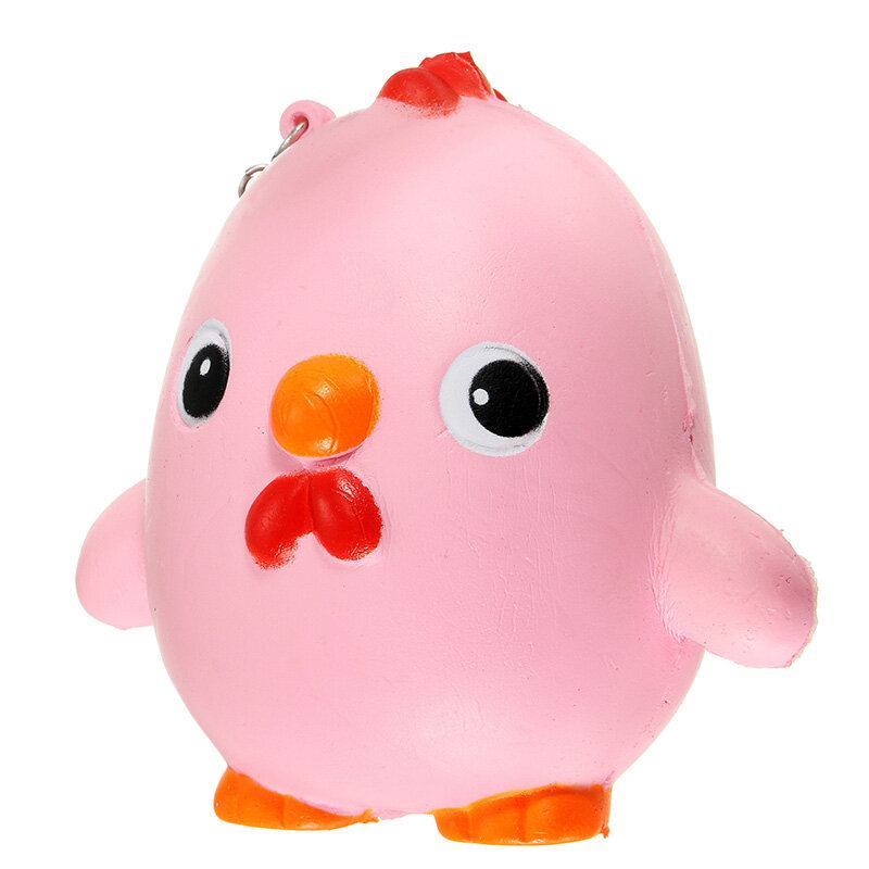 Squishy Pink Chicken Jumbo 10cm Slow Rising Collection Διακόσμηση Δώρου Μαλακό Παιχνίδι Λουράκι Τηλεφωνικής Τσάντας