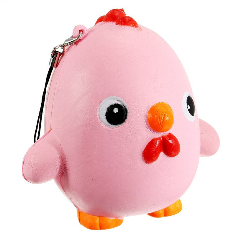 Squishy Pink Chicken Jumbo 10cm Slow Rising Collection Διακόσμηση Δώρου Μαλακό Παιχνίδι Λουράκι Τηλεφωνικής Τσάντας