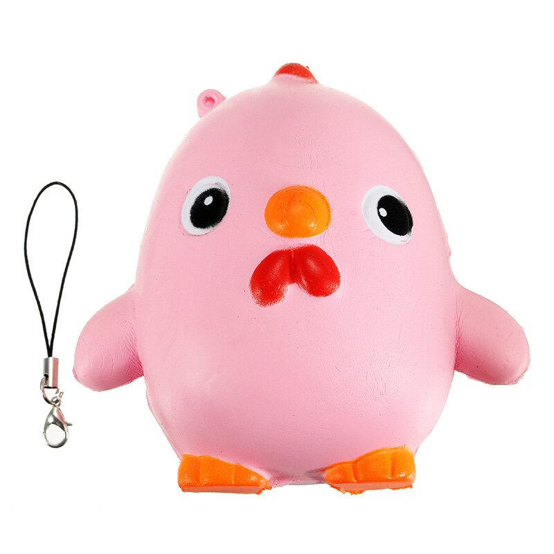 Squishy Pink Chicken Jumbo 10cm Slow Rising Collection Διακόσμηση Δώρου Μαλακό Παιχνίδι Λουράκι Τηλεφωνικής Τσάντας