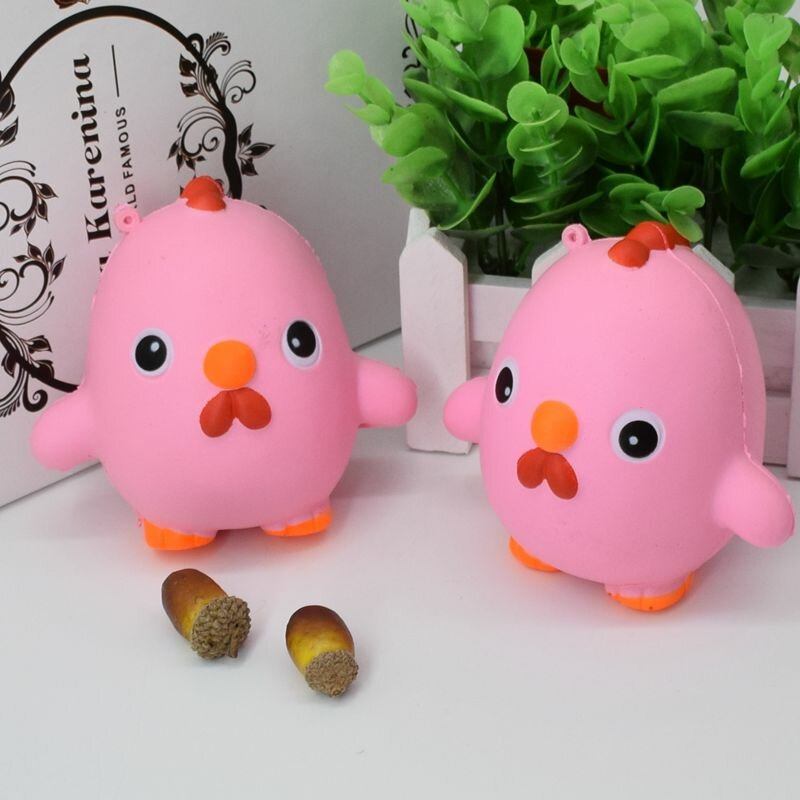 Squishy Pink Chicken Jumbo 10cm Slow Rising Collection Διακόσμηση Δώρου Μαλακό Παιχνίδι Λουράκι Τηλεφωνικής Τσάντας