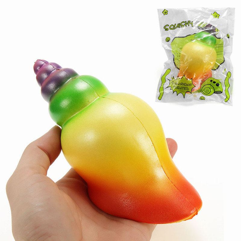 Squishy Rainbow Conch 14cm Slow Rising With Packaging Collection Gift Decor Toy Soft Squeeze