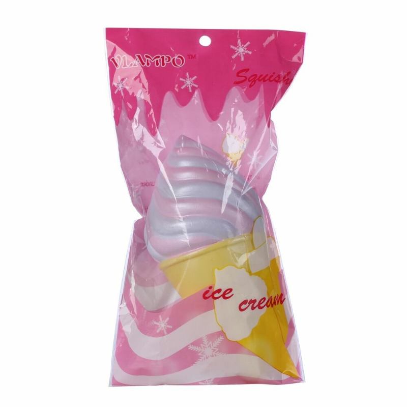 Vlampo Squishy Ice Cream Cone Pink White Slow Rising Original Packaging Collection Gift Decor Toy