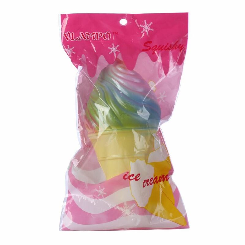 Vlampo Squishy Rainbow Ice Cream Cone Slow Rising Original Packaging Collection Gift Decor Toy