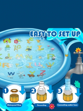 Wevon Splash Pad 67 Ίντσες Sprinkler Play Mat Pad Για Παιδιά Πισίνα Για Υπαίθρια Παιχνίδια Νερού Εκμάθηση Εκπαιδευτική Για Νήπια Αγόρια Κορίτσια