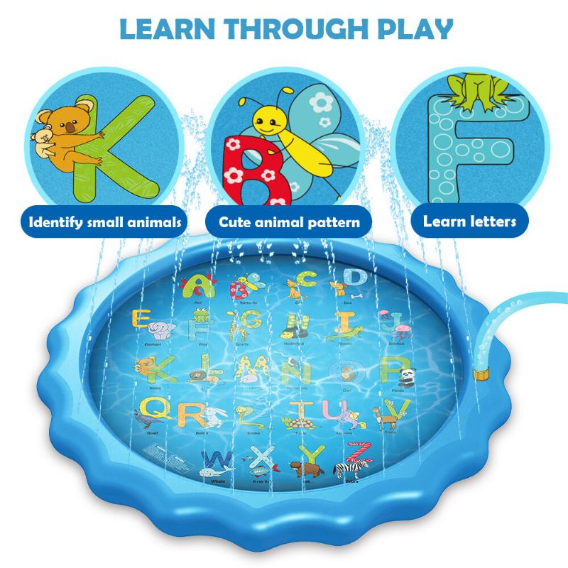 Wevon Splash Pad 67 Ίντσες Sprinkler Play Mat Pad Για Παιδιά Πισίνα Για Υπαίθρια Παιχνίδια Νερού Εκμάθηση Εκπαιδευτική Για Νήπια Αγόρια Κορίτσια