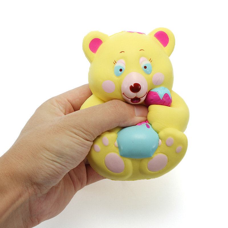 Xinda Squishy Strawberry Bear Holding Honey Pot 12cm Slow Rising With Packaging Collection Gift Game