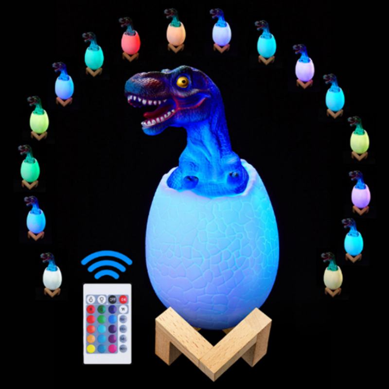 Creative Usb Print 3d Dinosaur Night Light Διακόσμηση 16 Χρωμάτων Led Φωτιστικό Νύχτας Με Τηλεχειριστήριο Δώρα Για Παιδιά