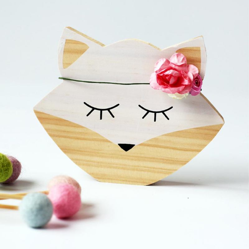 Rabbit Bear Fox Wood Craft Στολίδι Για Μωρό Παιδικό Δωμάτιο Αξεσουάρ Nordic Decoration Photography Prop