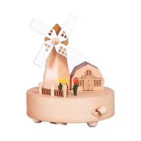 Rotation Wooden Music Box Romantic Windmill Wood Craft Artware Χειροποίητα Διακοσμητικά Δώρα & Για Παιδιά Kids Friends