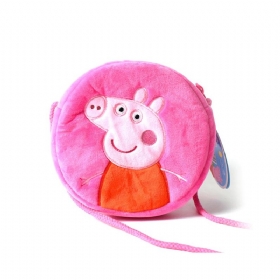 Χαριτωμένο Peppa George Pig Μικρή Στρογγυλή Παιδική Τσάντα Ώμου Ultrasoft Βελούδινη Βαμβακερή Χιαστί Για Κορίτσια Αγόρια