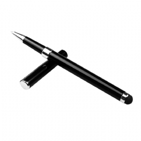 2 Σε 1 Μαύρο Μεταλλικό Ουδέτερο Στυλό Χωρητικό Business Signature Screen Touch Pen Black Ink 0.5mm