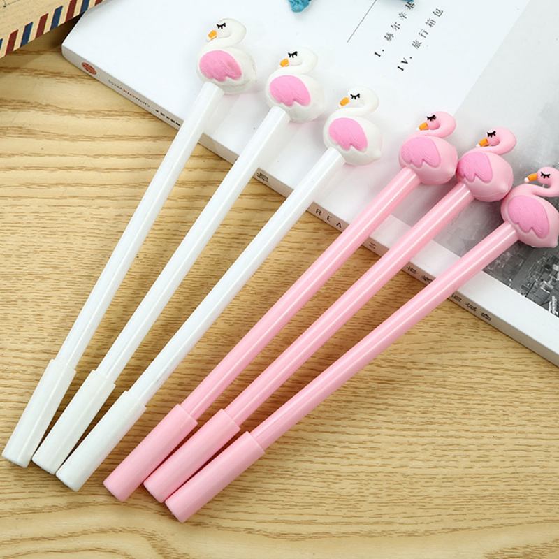 Cute Gel Pen - Creative Pink White Cartoon Swan Gel Pen 0.5mm