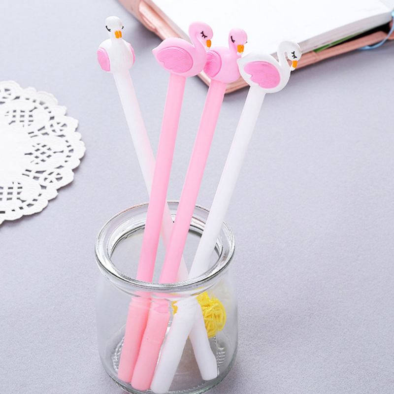 Cute Gel Pen - Creative Pink White Cartoon Swan Gel Pen 0.5mm