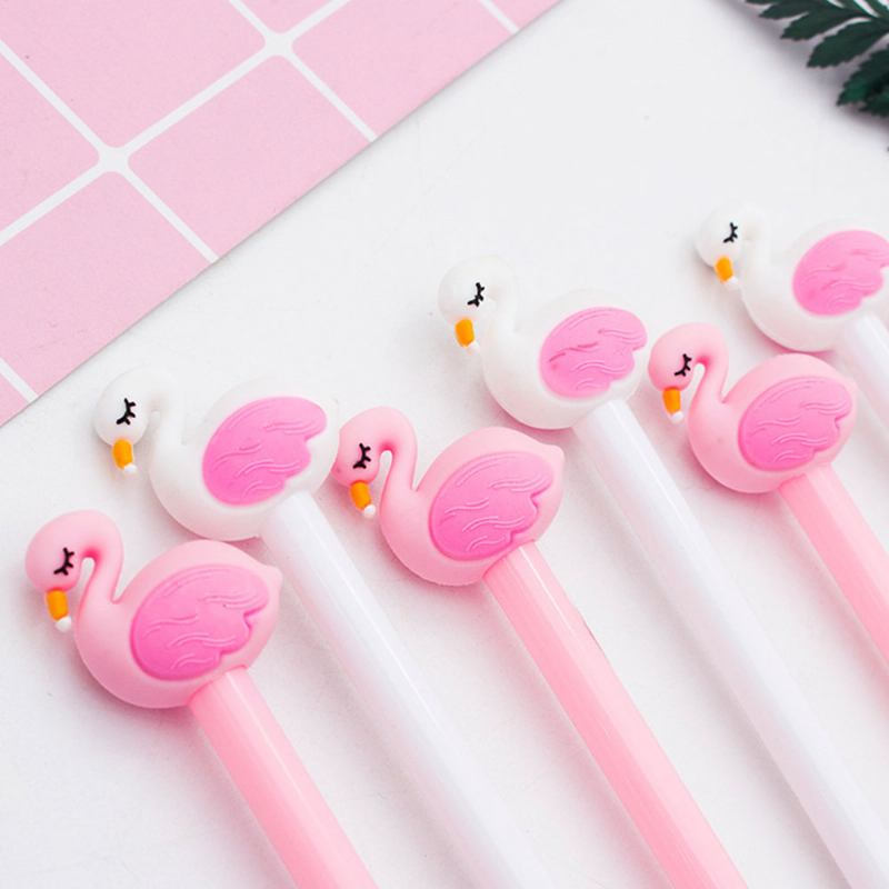 Cute Gel Pen - Creative Pink White Cartoon Swan Gel Pen 0.5mm