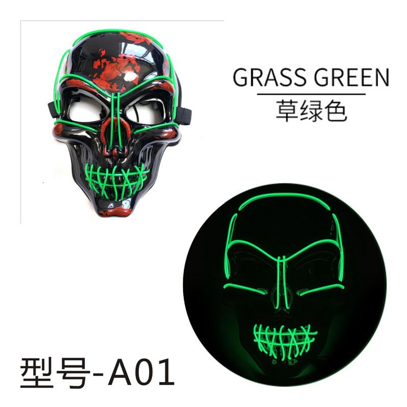 2023 New Halloween Horror Led Glowing Mask El Skull