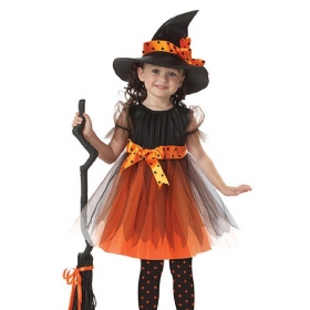 3 Τμχ Φόρεμα Girl Cosplay Witch Performance For Halloween's Day Soft Breathable Παιδικά Κοστούμια Animation Χορού