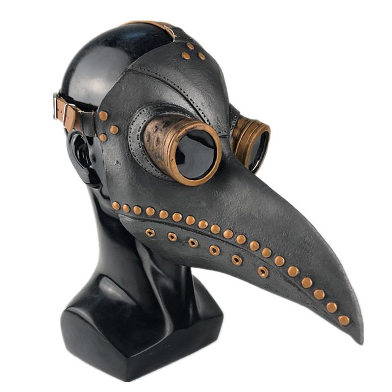 Αστεία Μεσαιωνική Steampunk Plague Doctor Bird Mask Latex Punk Cosplay Masks Beak Adult Halloween Event Props