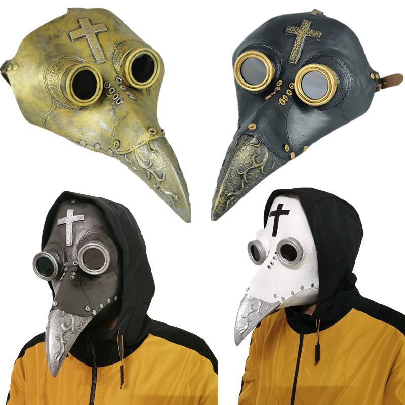 Αστεία Μεσαιωνική Steampunk Plague Doctor Bird Mask Latex Punk Cosplay Masks Beak Adult Halloween Event Props