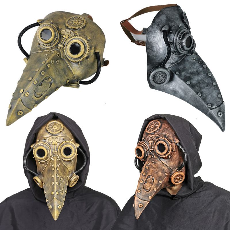 Αστεία Μεσαιωνική Steampunk Plague Doctor Bird Mask Latex Punk Cosplay Masks Beak Adult Halloween Event Props