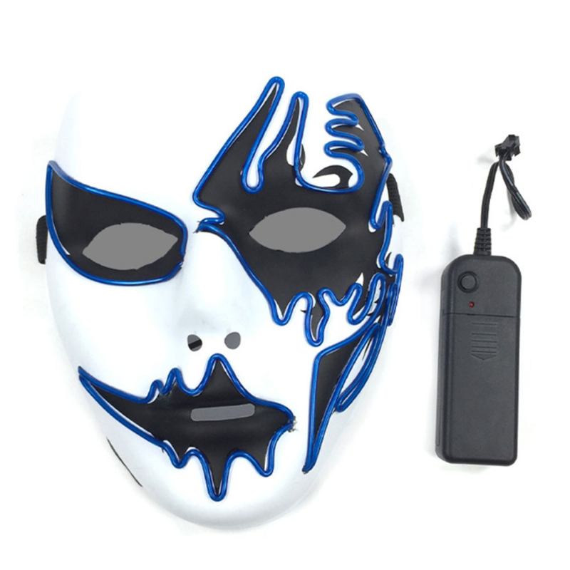 Brilliant El Mask For Carnival Halloween Birthday Party Cosplay Χειροποίητη Μάσκα Led Cold Light Face Glowing Street Dance Glow