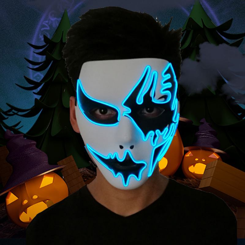 Brilliant El Mask For Carnival Halloween Birthday Party Cosplay Χειροποίητη Μάσκα Led Cold Light Face Glowing Street Dance Glow