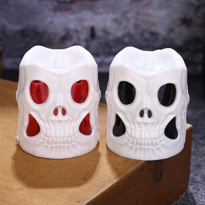 Creative Halloween Gift Led Skull Electronic Candle Light Κυλινδρικό Διακοσμητικό Φως Κεριών