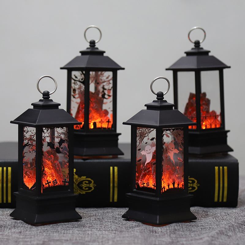 Διακόσμηση Αποκριών Καυσόξυλα Wind Lantern Simulation Flame Lamp Creative Bar Candle Ghost Festival Scene Layout Props