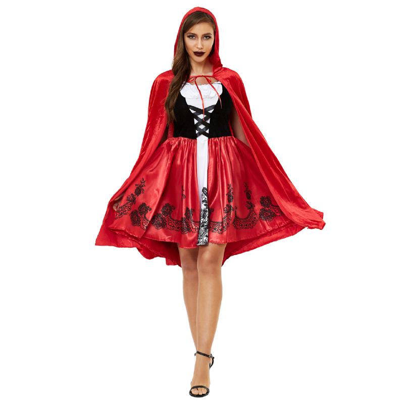 Γυναικεία Κοκκινοσκουφίτσα Halloween Cape Cosplay Ομοιόμορφη Παχύρρευστη S-3xl Plus