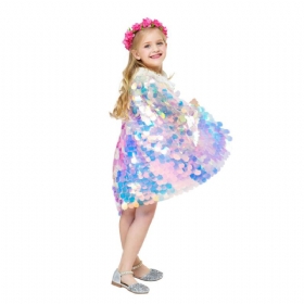 Halloween Cosplay Γυαλιστερό Μανδύα Με Πούλιες Γοργόνας Δυτικού Στιλ Για Κορίτσια Παιδικό Pvc Υπέροχο Φόρεμα Πριγκίπισσας Mock 2023 Νέο