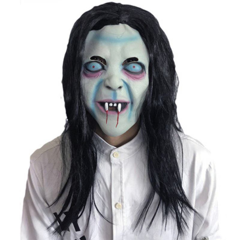 Halloween Horror Witch Mask Long Hair Ghost Face Masquerade Show Scary Props