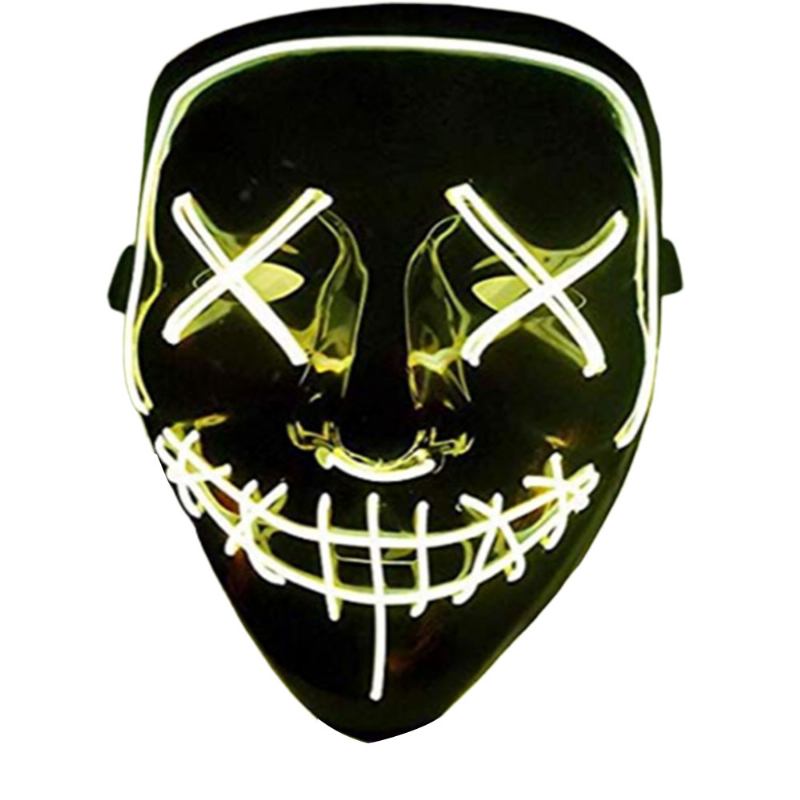 Halloween Luminescent Led Mask Black Bottom El Wire Ktv Ball Party 10 Χρώματα