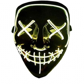 Halloween Luminescent Led Mask Black Bottom El Wire Ktv Ball Party 10 Χρώματα