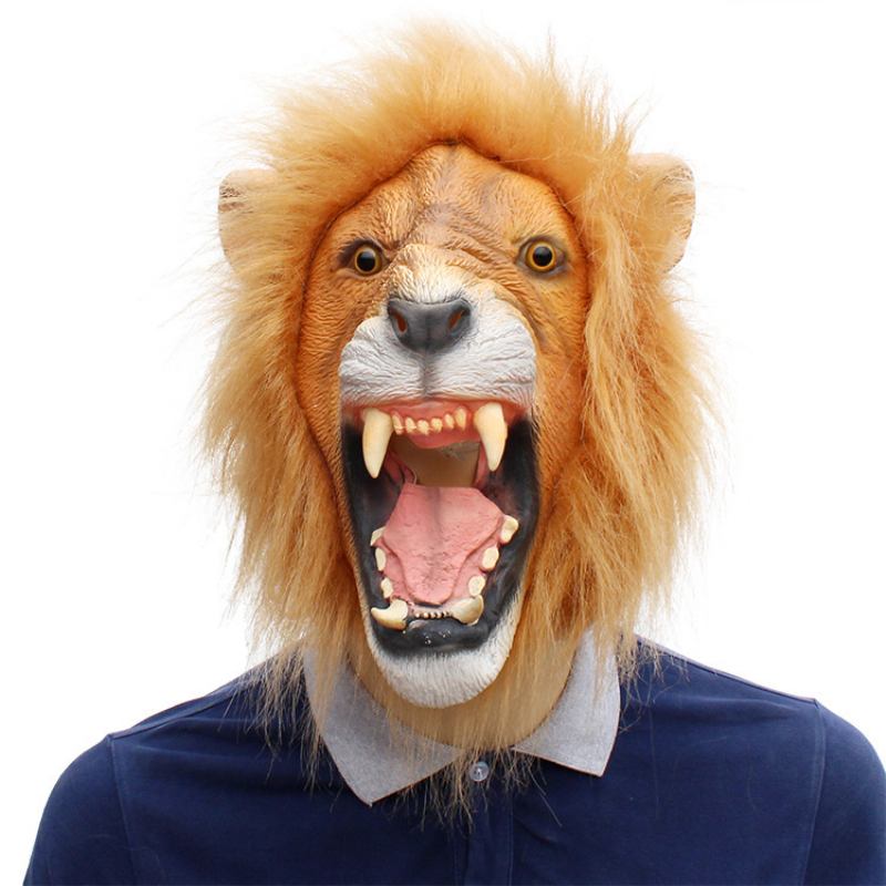 Halloween New Animal Lion Latex Mask Party Dance Cocktail Props 37*32*27