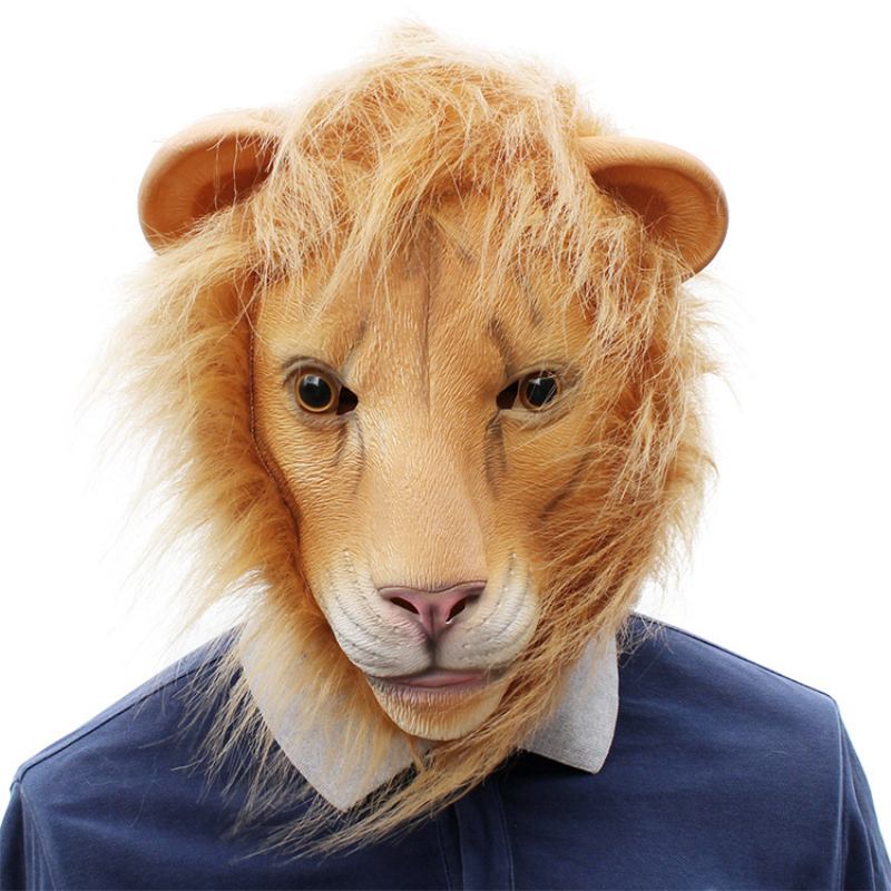 Halloween New Animal Lion Latex Mask Party Dance Cocktail Props 37*32*27