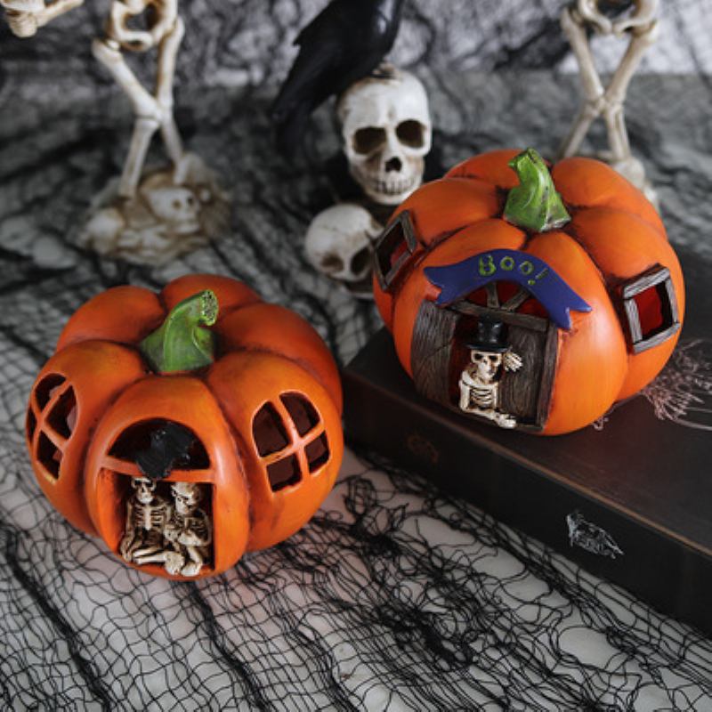 Halloween Resin Pumpkin Lantern Ghost Mall Desktop Atmosphere Led Skull Head Lamp Bar Μυστικό Δωμάτιο Στοιχειωμένο Σπίτι Διακόσμηση