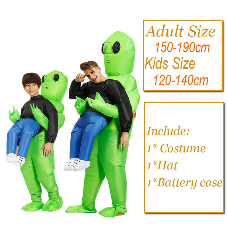 Hot Green Alien Φουσκωτό Κοστούμι Cosplay Funny Blow Up Suit Πάρτι Φανταστικό Φόρεμα Αποκριάτικη Στολή Για Ενήλικα Παιδιά