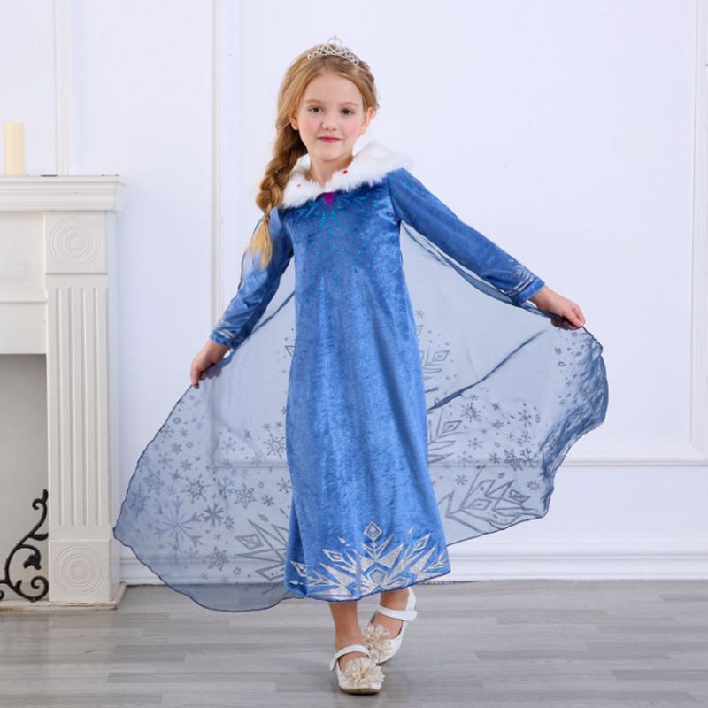 Κοστούμια Snow Queen Princess Dress Elsa Anna Cosplay Με Όμορφο Μανδύα Για Κορίτσια Πριγκίπισσα Στο Πάρτι