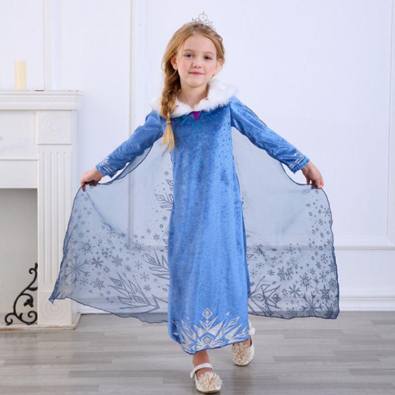 Κοστούμια Snow Queen Princess Dress Elsa Anna Cosplay Με Όμορφο Μανδύα Για Κορίτσια Πριγκίπισσα Στο Πάρτι