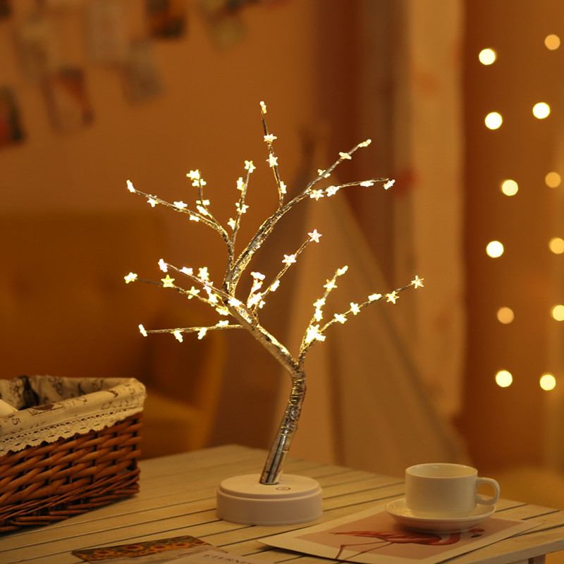 Led Tree Light Creative Gift Stars Snowflake Φανάρι Χάλκινο Σύρμα Φωτιστικό Νυχτερινό Φως Διακόσμηση