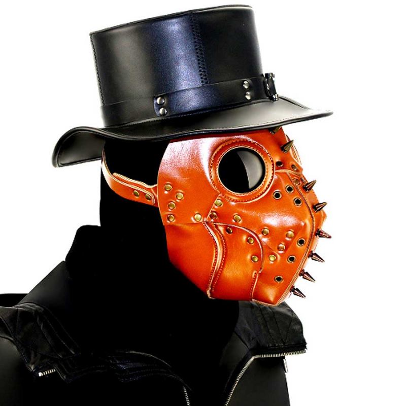 Μάσκα Κεφαλιού Plague Doctor Bird Mask Long Nose Steampunk Rivet Breathable Pu Δερμάτινη Για Αποκριάτικη Στολή