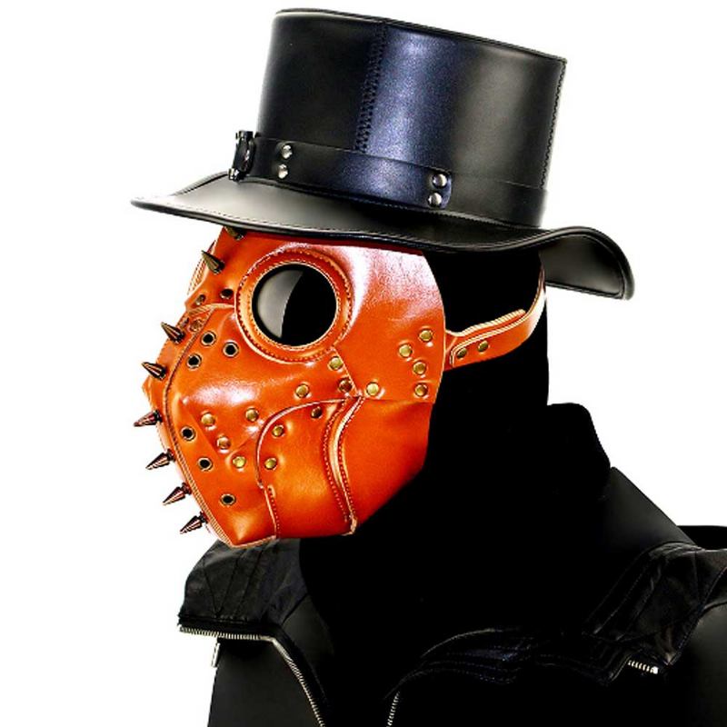 Μάσκα Κεφαλιού Plague Doctor Bird Mask Long Nose Steampunk Rivet Breathable Pu Δερμάτινη Για Αποκριάτικη Στολή