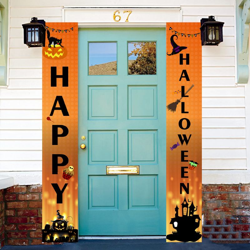 Πανό Για Αποκριάτικες Κουρτίνες Couplet Hanging Flag Ghost Pumpkin Curtain Support Customized Pictures