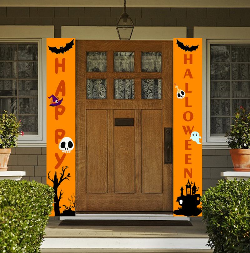 Πανό Για Αποκριάτικες Κουρτίνες Couplet Hanging Flag Ghost Pumpkin Curtain Support Customized Pictures