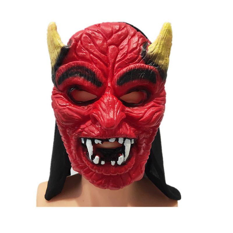 Performance Party Horror Mask Ghost Festival Supplies Halloween Dress Up Vinyl Fangs Black Pattern Pointed Demon