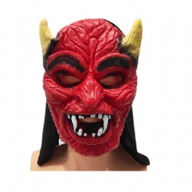 Performance Party Horror Mask Ghost Festival Supplies Halloween Dress Up Vinyl Fangs Black Pattern Pointed Demon