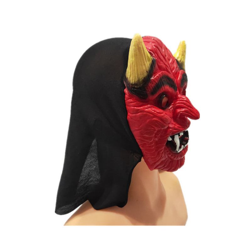 Performance Party Horror Mask Ghost Festival Supplies Halloween Dress Up Vinyl Fangs Black Pattern Pointed Demon