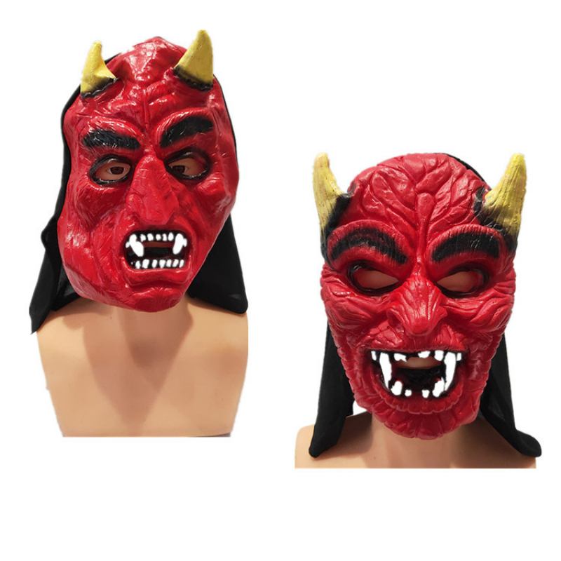 Performance Party Horror Mask Ghost Festival Supplies Halloween Dress Up Vinyl Fangs Black Pattern Pointed Demon