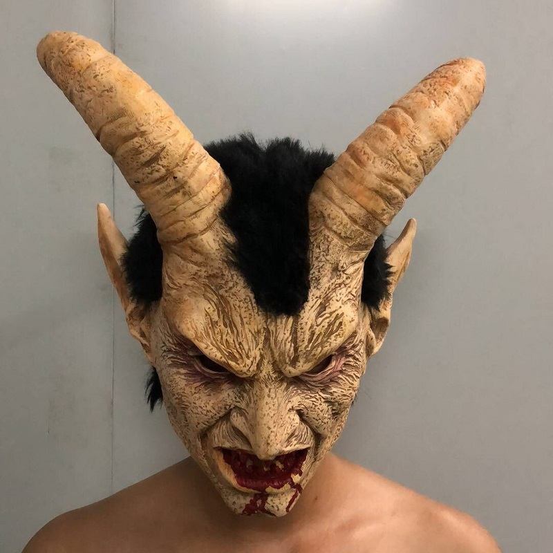 Scary Mask Demon Devil Lucifer Horn Halloween Cosplay Festival Party Props