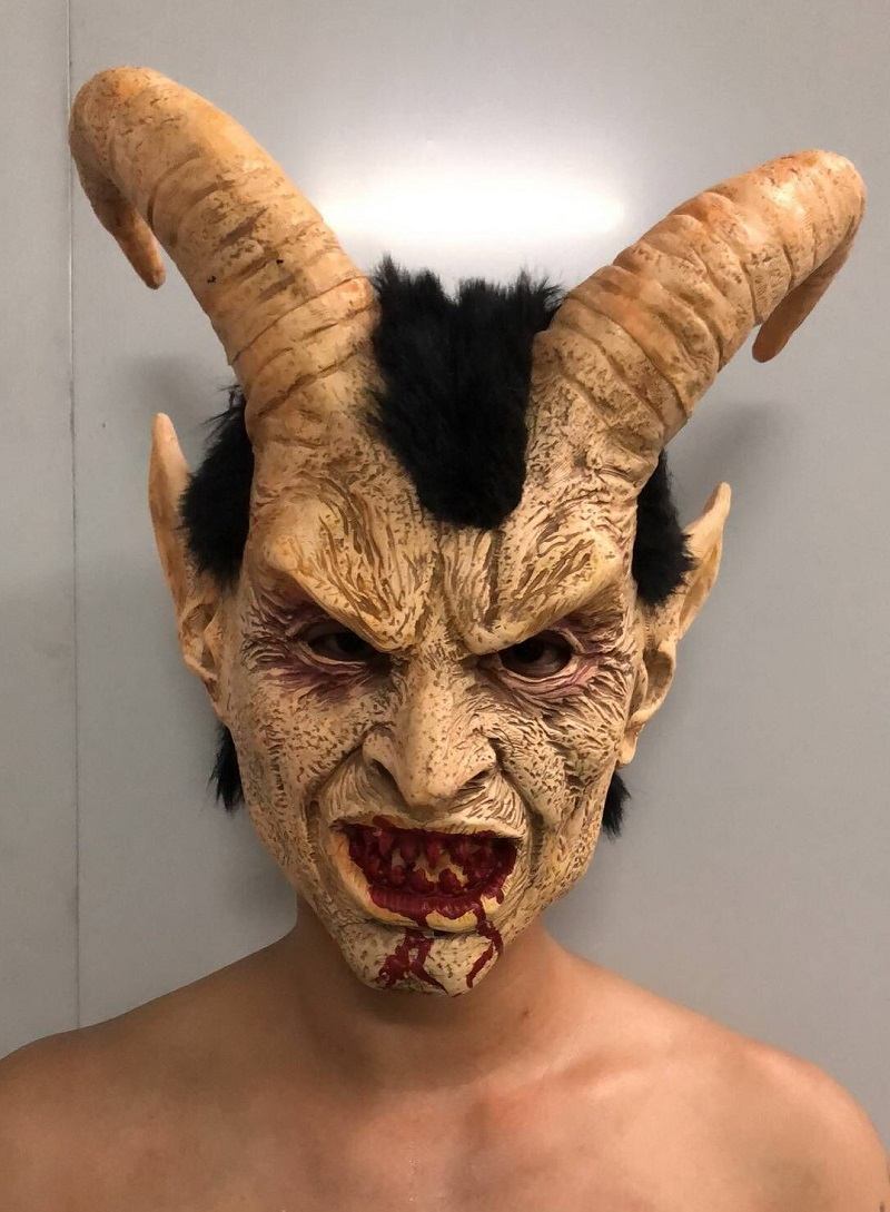 Scary Mask Demon Devil Lucifer Horn Halloween Cosplay Festival Party Props